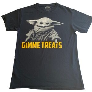 Star Wars Fifth Sun Baby Yoda Grogu Gimme Treats Black Graphic T-Shirt Men Small